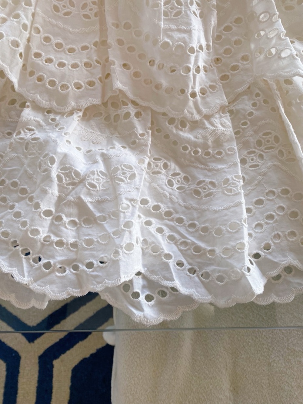 BCBGMaxAzria White Eyelet Puff Sleeve Cut Out Tiered Mini Dress! 🐚 - Picture 13 of 17